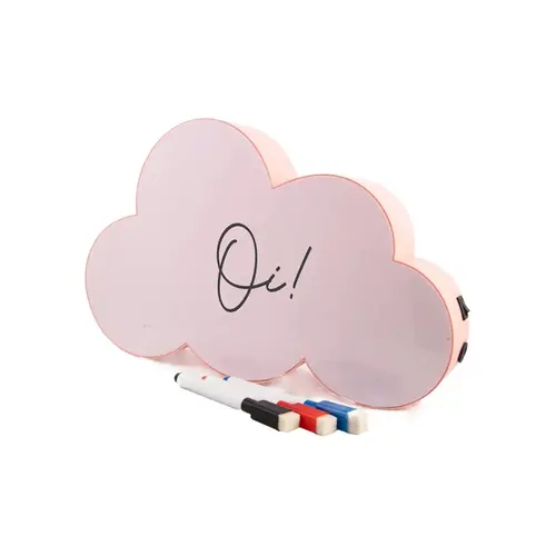 Quadro Luminária Nuvem Light Box P/ Escrever 3 Canetas Rosa