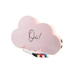 Quadro Luminária Nuvem Light Box P/ Escrever 3 Canetas Rosa