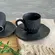 Xícara Café com Pires Cerâmica Stoneware Orgânico Carbon Preto 100ml - 1 Unid.