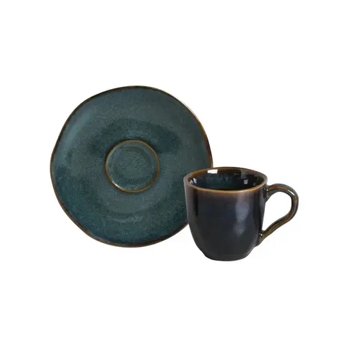 Xícara de Café e Pires Cerâmica Orgânico Oceano 120ml - 1 Unid.