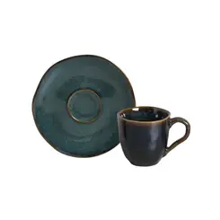 Xícara de Café e Pires Cerâmica Orgânico Oceano 120ml - 1 Unid.