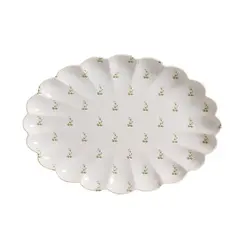 Travessa Média Relevado Branco Rosas Vó Dulce 39,5x27,5cm