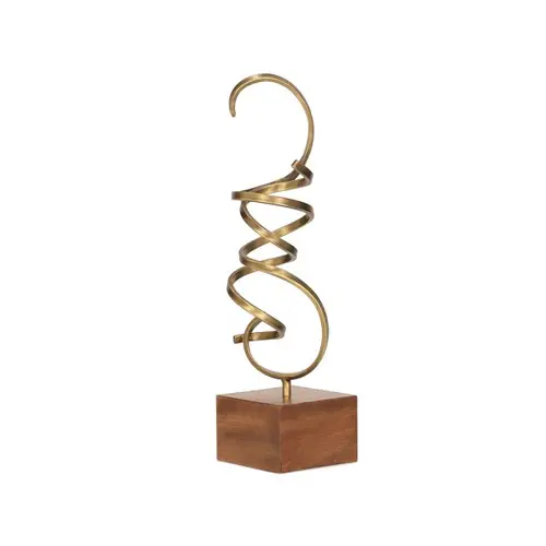 Escultura Decorativa em Metal e Base Madeira Tempus 46cm