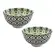 Jogo 2 Bowls Cerâmica Mandala Verde e Preto 11,5x6cm 250ml