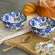 Jogo 2 Bowls Cerâmica Florina Azul e Branco 11,5x6cm 250ml