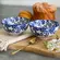 Jogo 2 Bowls Cerâmica Florina Azul e Branco 11,5x6cm 250ml