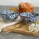 Jogo 2 Bowls Cerâmica Floralis Azul e Branco 11,5x6cm 250ml