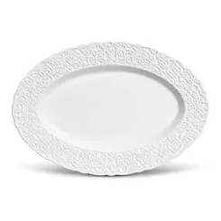 Travessa Marrakech Oval Branca em Cerâmica 51x39 cm - 1 Unid.
