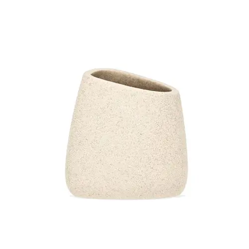 Copo Porta-Escovas de Dentes Poliresina Textura Bossa Bege