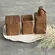 Kit para Banheiro em Poliresina Madeira Marrom Bosken 3 Pcs