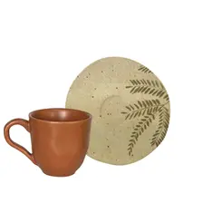 Xícara Café e Pires Cerâmica Stoneware Orgânico Herbal 120ml - 1 Unid.