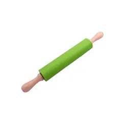 Rolo de Massa Revestido em Silicone Verde com Cabo de Madeira 43 cm