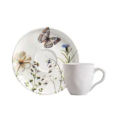 Xícara de Chá e Pires Cerâmica Stoneware Bio Encanto 170ml - 1 Unid.