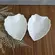 Kit Enfeite Bowl Coração em Cerâmica Branco Decorativo 2 Pcs