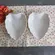 Kit Enfeite Bowl Coração em Cerâmica Branco Decorativo 2 Pcs