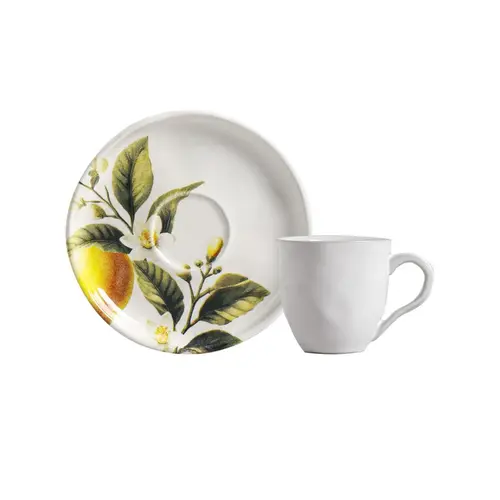 Xícara de Café e Pires Cerâmica Stoneware Bio Limonata 120ml - 1 Unid.