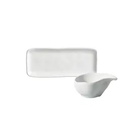 Kit Travessa Retangular com Molheira Orgânico New White 22x9cm