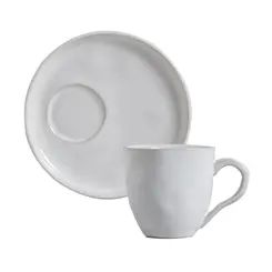 Xícara Chá e Pires Descentralizado Cerâmica Stoneware New White 170ml - 1 Unid.
