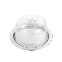 Prato de Queijo em Aço Inox com Tampa Plástica Prime 21 cm