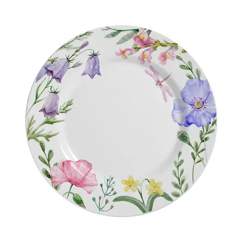 Prato Raso em Cerâmica Campestre Estampa Floral 29,5cm - 1 unid.