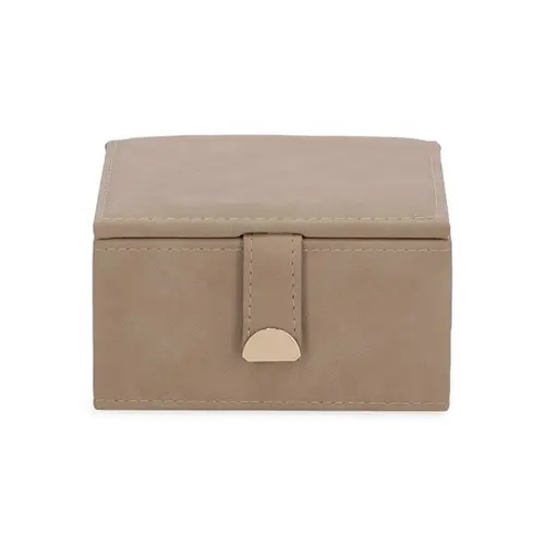 Caixa Decorativa em MDF Revestida em PU Marrom Raia 15x15 cm