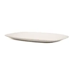 Bandeja Retangular em Cerâmica Off-White Borda Arredondada 40,5 cm