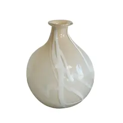 Vaso de Vidro Decorativo Vetra Nude e Branco 13,5cm x 17cm