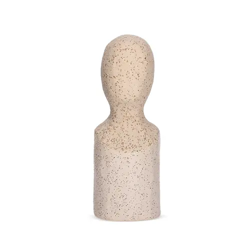 Escultura Decorativa em Cerâmica Face Vista Bege 26 x 9,5cm