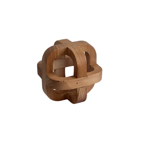 Escultura Decorativa Moderna em Madeira Marrom Ligno 11x11cm