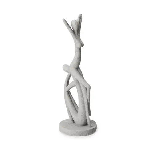 Escultura Decorativa Casal em Polirresina Cinza 37x12cm