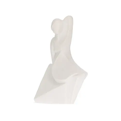Escultura Decorativa Mulher em Polirresina Branco 27x19cm