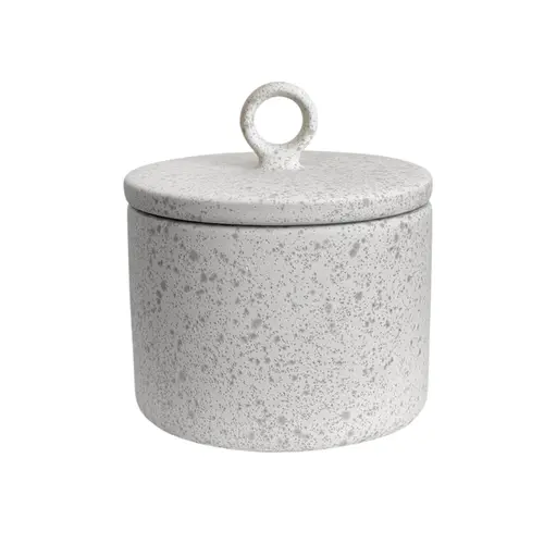Pote Decorativo em Cerâmica Com Tampa Off-White Luna 14x16cm