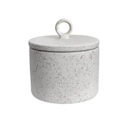 Pote Decorativo em Cerâmica Com Tampa Off-White Luna 14x16cm