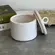 Pote Decorativo em Cerâmica Com Tampa Off-White Luna 14x16cm