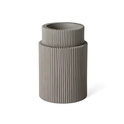 Copo Porta-Escovas em Cimento Ripado Cinza 11 x 7,5cm