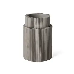 Copo Porta-Escovas em Cimento Ripado Cinza 11 x 7,5cm