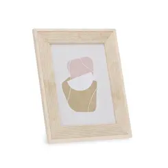 Porta-Retrato em MDF e Vidro Moldura Bege Linhas 15 x 20cm