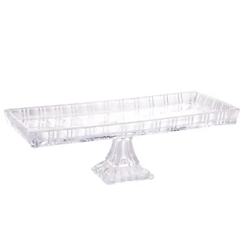 Travessa de Cristal Retangular com Pé Dragon 34x15x10,5 cm