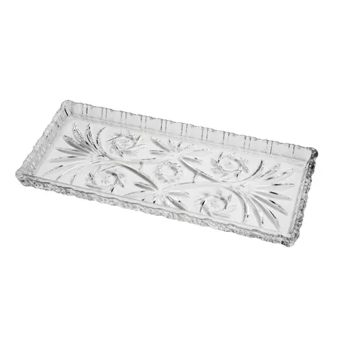 Travessa de Cristal Retangular Transparente Dragon 34x15 cm