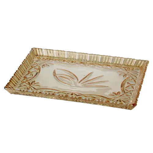 Travessa Retangular de Cristal Âmbar Janine 29,5 x 19,5 cm