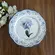 Prato de Bolo com Pé Cerâmica Valência Floral Azul 20,5 cm
