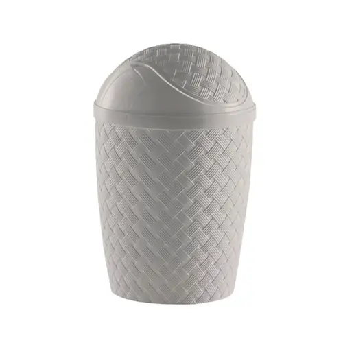Lixeira Plástico Estilo Rattan Classic Basculante Cinza 4,2L