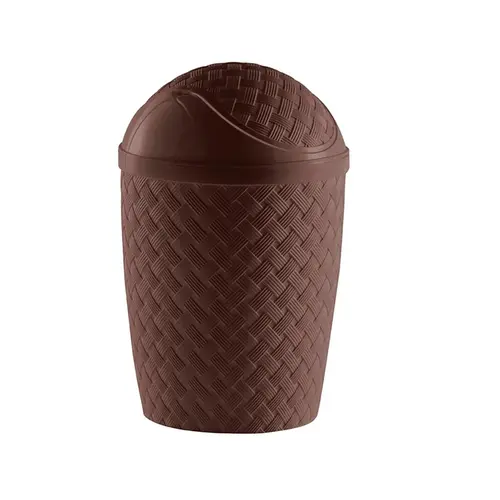 Lixeira Plástico Estilo Rattan Classic Basculante Marrom 4,2L