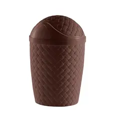 Lixeira Plástico Estilo Rattan Classic Basculante Marrom 4,2L