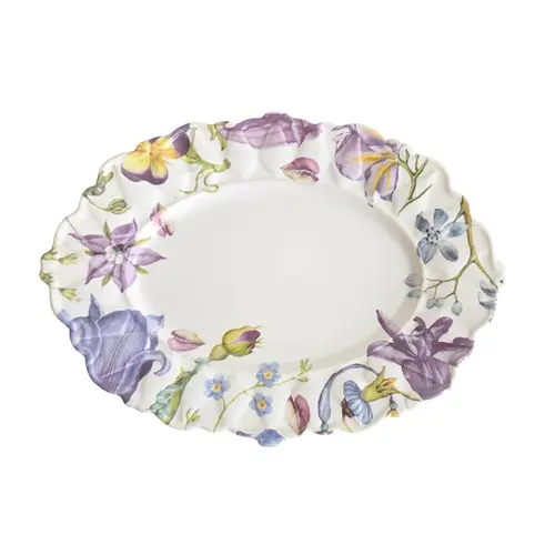 Travessa Oval Pequena em Cerâmica Romantic Flowers 30 x 22cm