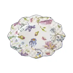 Travessa Oval Média em Cerâmica Romantic Flowers 37 x 28 cm
