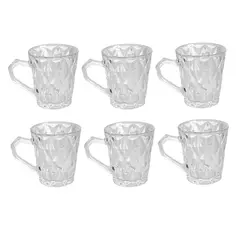 Jogo 6 Xícaras de Vidro Transparente Chá Café Diamond 150ml