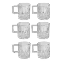 Jogo 6 Xícaras de Vidro Transparente Chá Café Prisma 180ml