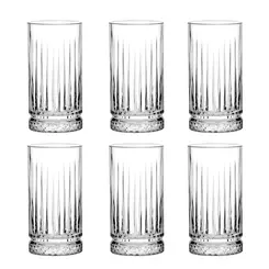 Jogo de 6 Copos Alto Vidro Transparente Bebida Prisma 280ml