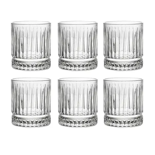 Jogo de 6 Copos Baixo Vidro Transparente Whisky Prisma 280ml